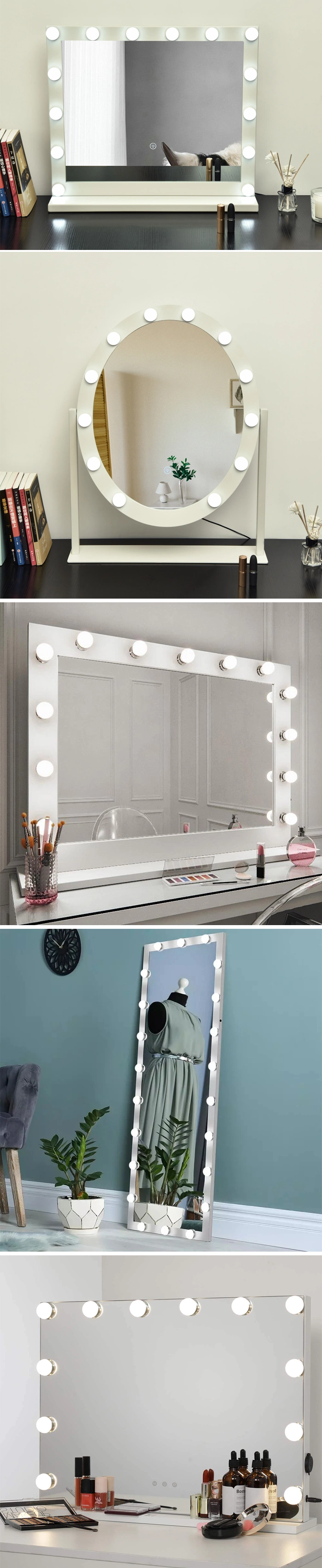 Ortonbath Vanity Make up Mirror with Lights Hollywood Lighted Makeup Mirror with Dimmable LED Bulbs for Dressing Room &amp; Bedroom Tabletop