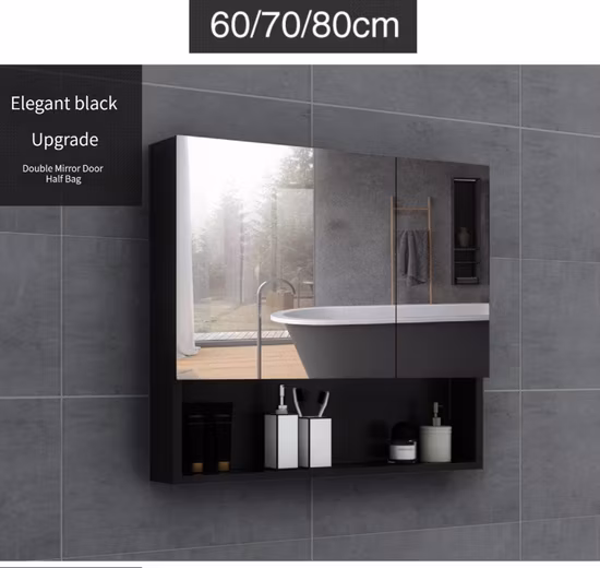 Modern Recessed Wall Mounted Wooden Aluminum MDF PVC Bathroom Cabinets Furniture Sanitary Vanity Vanities LED Mirror Mirrored Medicine Bathroom Cabinet